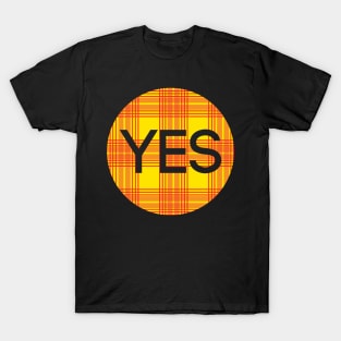 YES, Scottish Independence Lion Rampant Coloured Tartan Circle T-Shirt